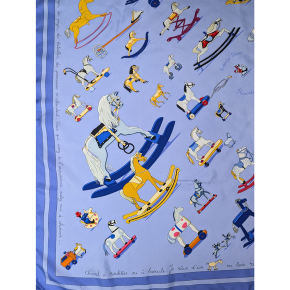 Hermès Periwinkle Raconte-Moi le Cheval Silk Scarf 90cm - Picture 5 of 6